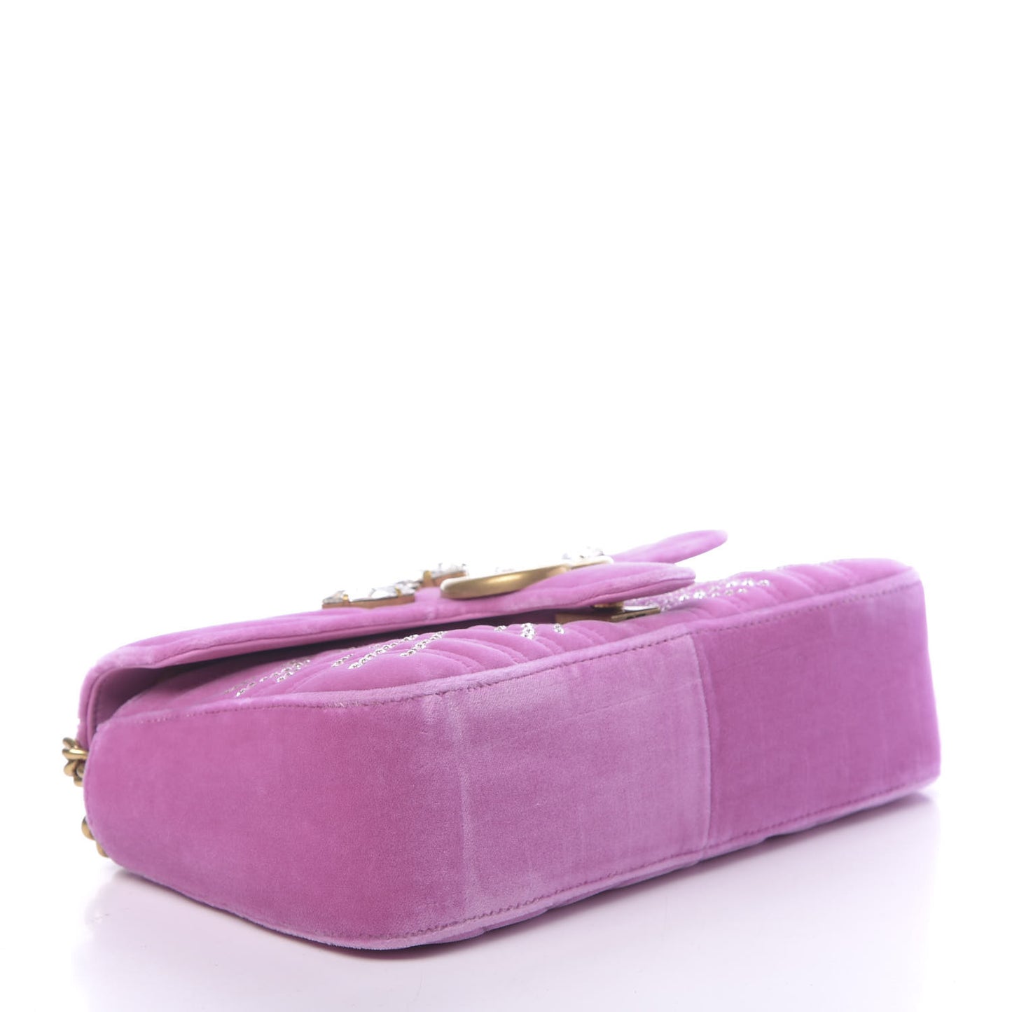 Velvet Matelasse Marquise Crystals Embroidered Small GG Marmont Shoulder Bag Malva