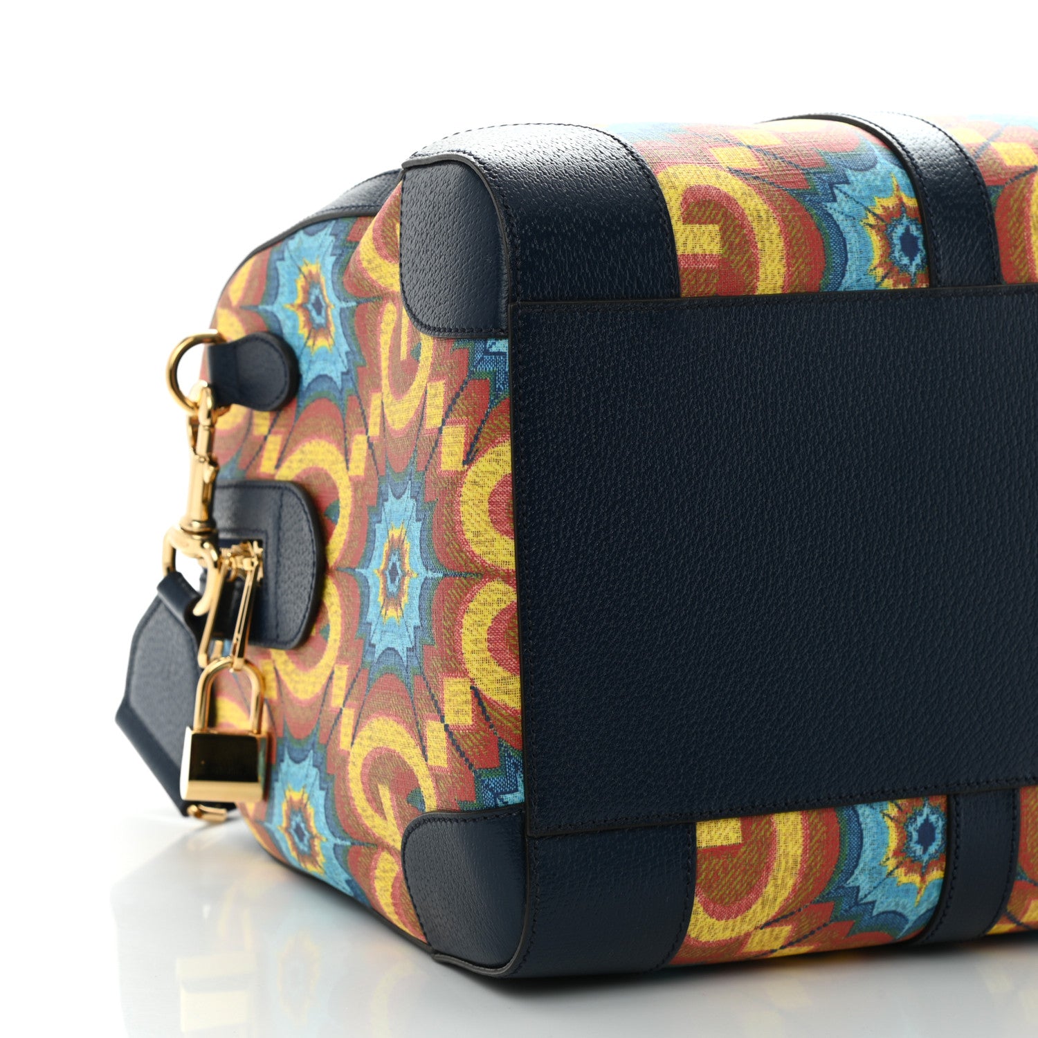 Gucci GG Supreme Kaleidoscope Calfskin Script Logo Gucci 100 Carry-On Duffle Bag Blue Orange Multicolor Blue Agata 7 of 8