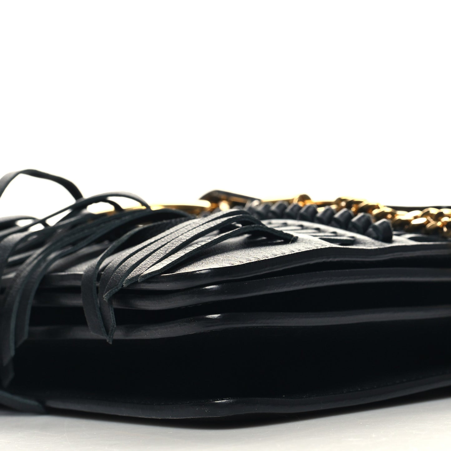 Calfskin Medium Faye Fringe Shoulder Bag Black