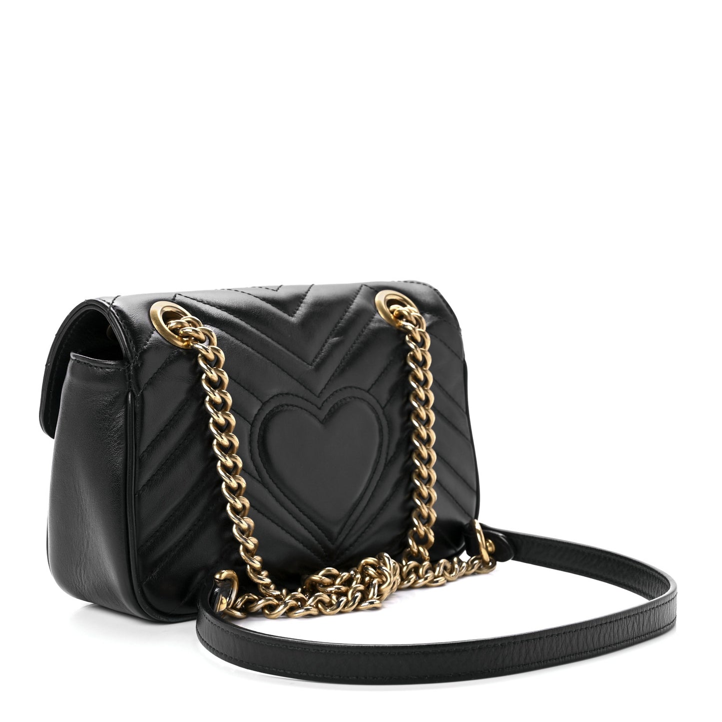 Calfskin Matelasse Mini GG Marmont Shoulder Bag Black