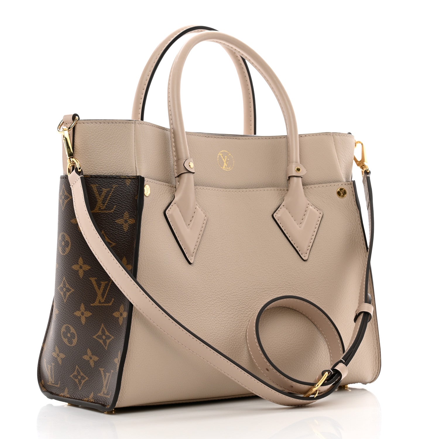 Louis Vuitton Calfskin Monogram On My Side Greige 3 of 9