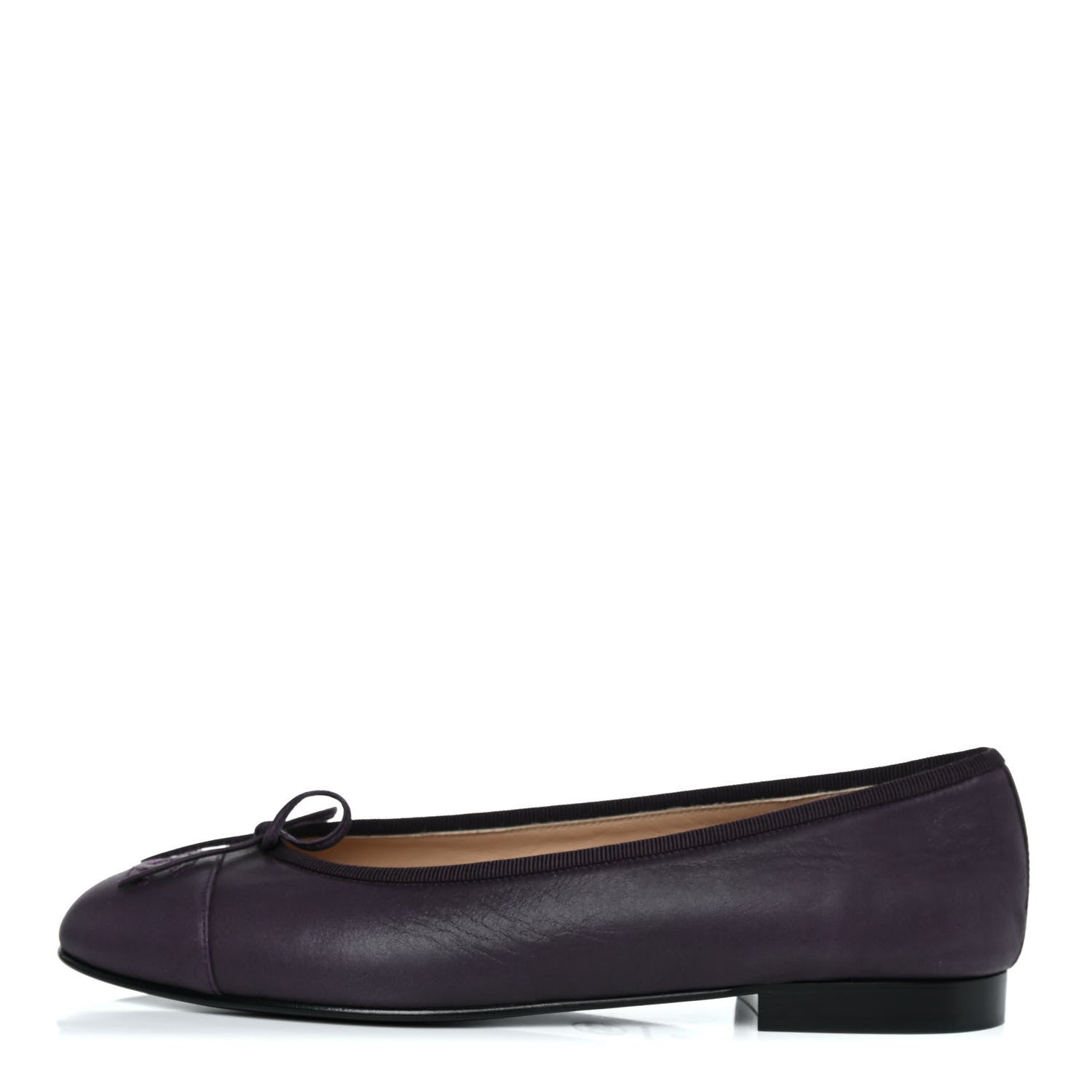 Chanel Lambskin Cap Toe Ballerina Flats 39 Prune 1 of 9