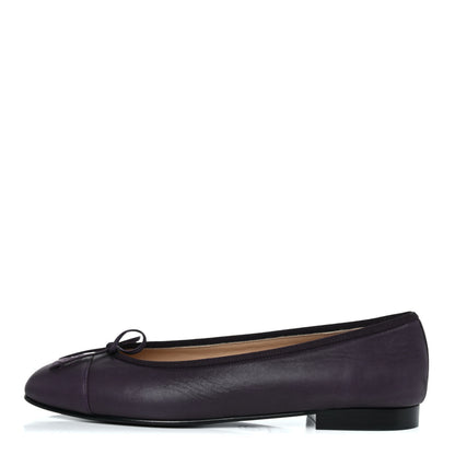 Chanel Lambskin Cap Toe Ballerina Flats 39 Prune 1 of 9