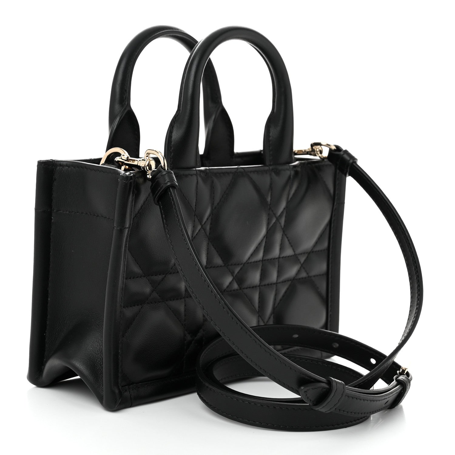 Christian Dior Calfskin Macrocannage Mini Book Tote Black 3 of 11