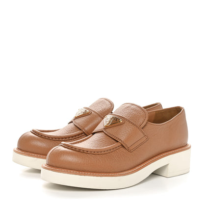 Prada Cervo Triangle 50mm Loafers 37.5 Caramel 3 of 8