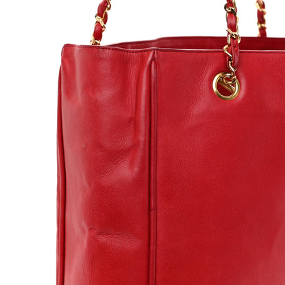 Chanel Lambskin Quilted Tote Red 15 of 17