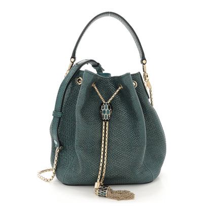 Bulgari Metallic Karung Serpenti Forever Bucket Bag Emerald Green 1 of 10