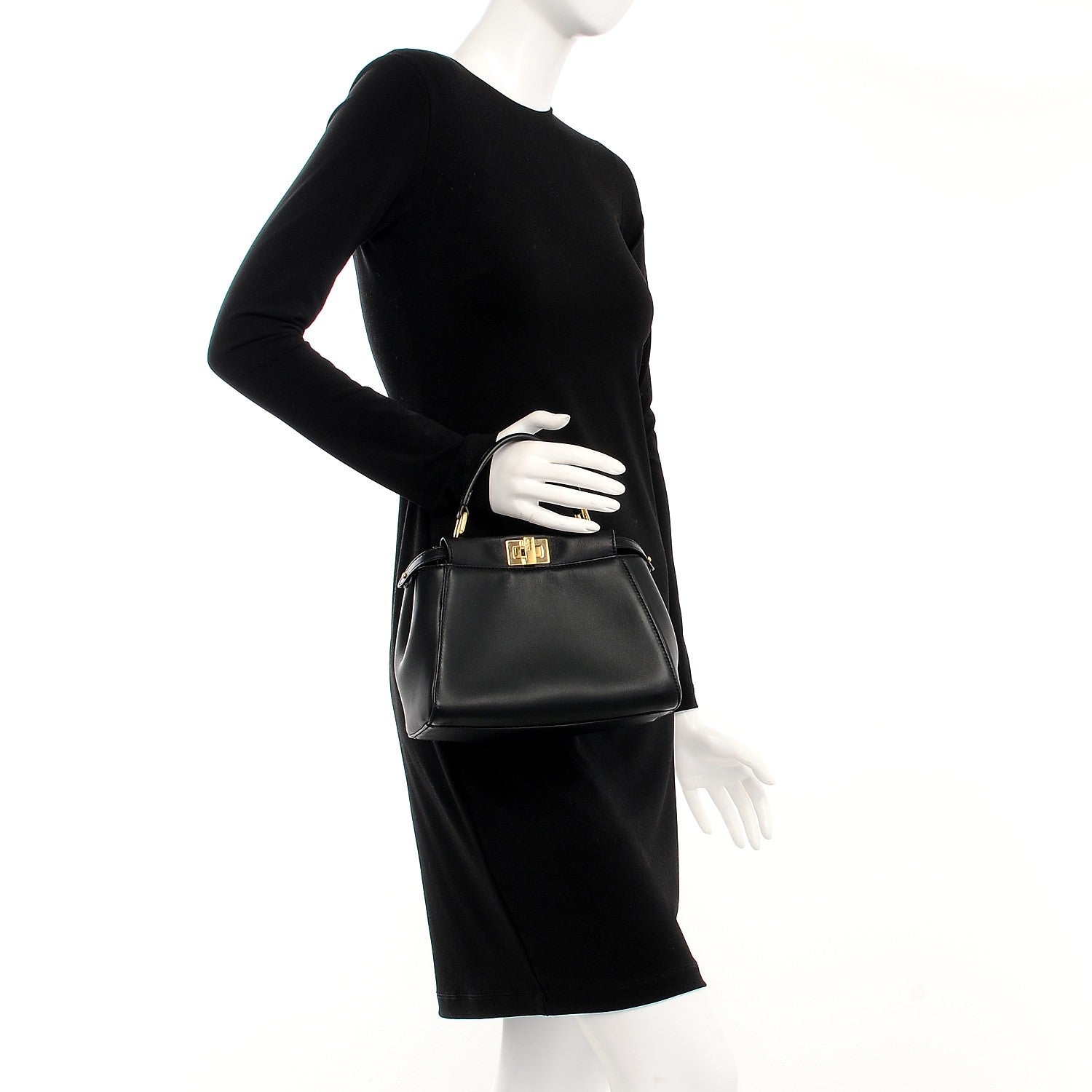 Fendi Nappa Mini Peekaboo Iconic Satchel Black 3 of 10