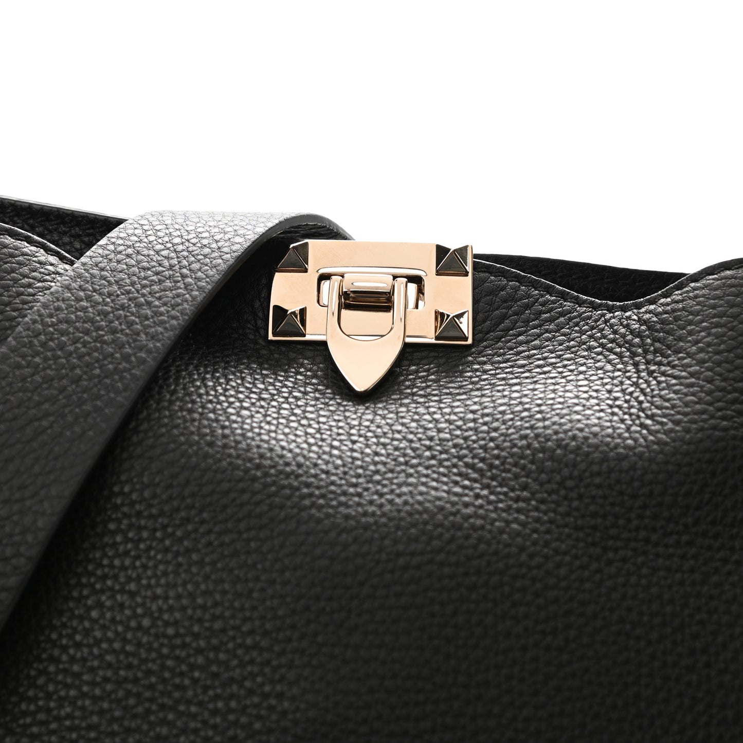 Pebbled Calfskin Large Rockstud Flip-Lock Messenger Bag Black