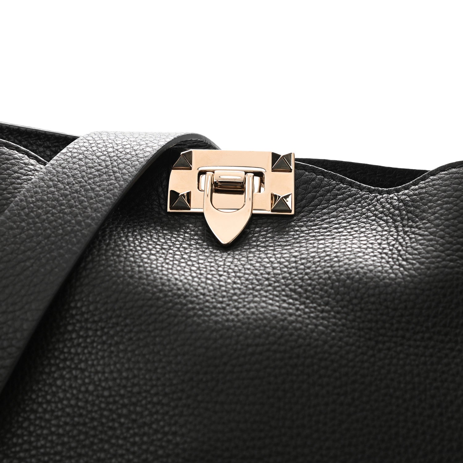 Valentino Garavani Pebbled Calfskin Large Rockstud Flip-Lock Messenger Bag Black 7 of 9