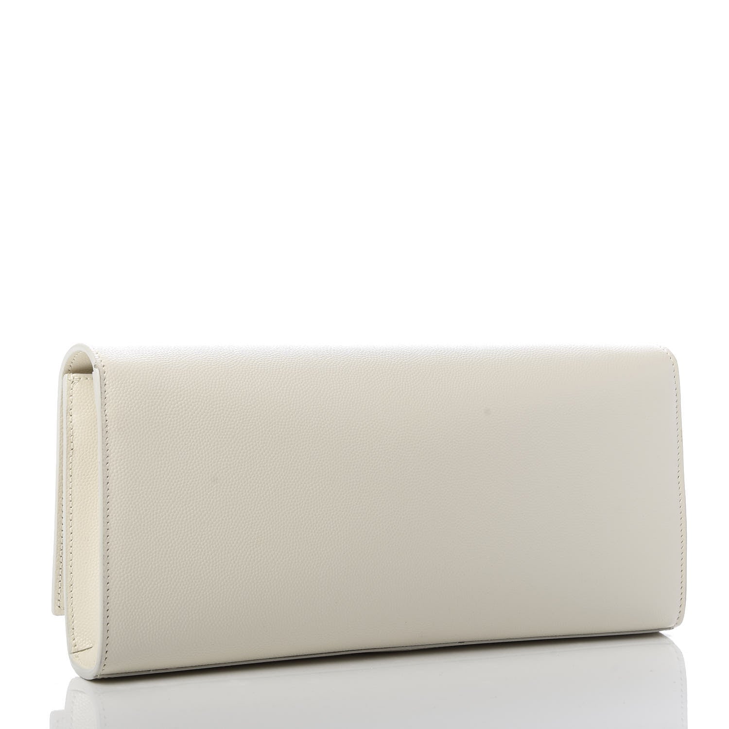 Saint Laurent Grain De Poudre Classic Monogram Cassandre Clutch Dove White 3 of 9