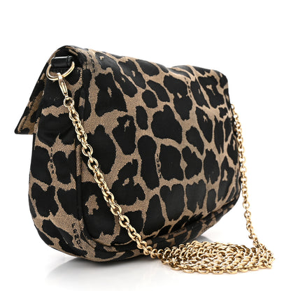Fendi Jacquard Leopard Print Fendista Pouchette Crossbody Taupe Black 3 of 10