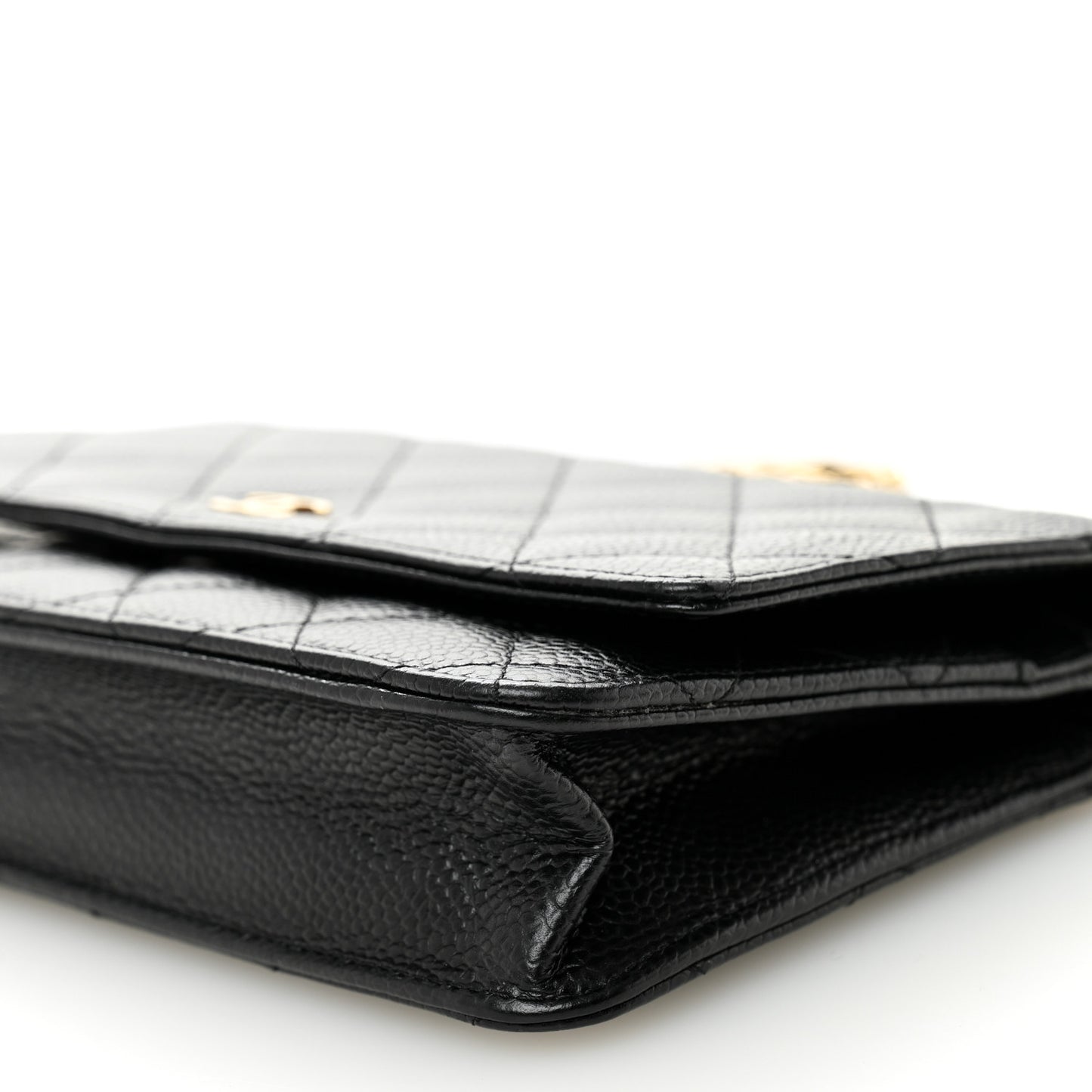 Caviar Quilted Wallet on Chain WOC Black