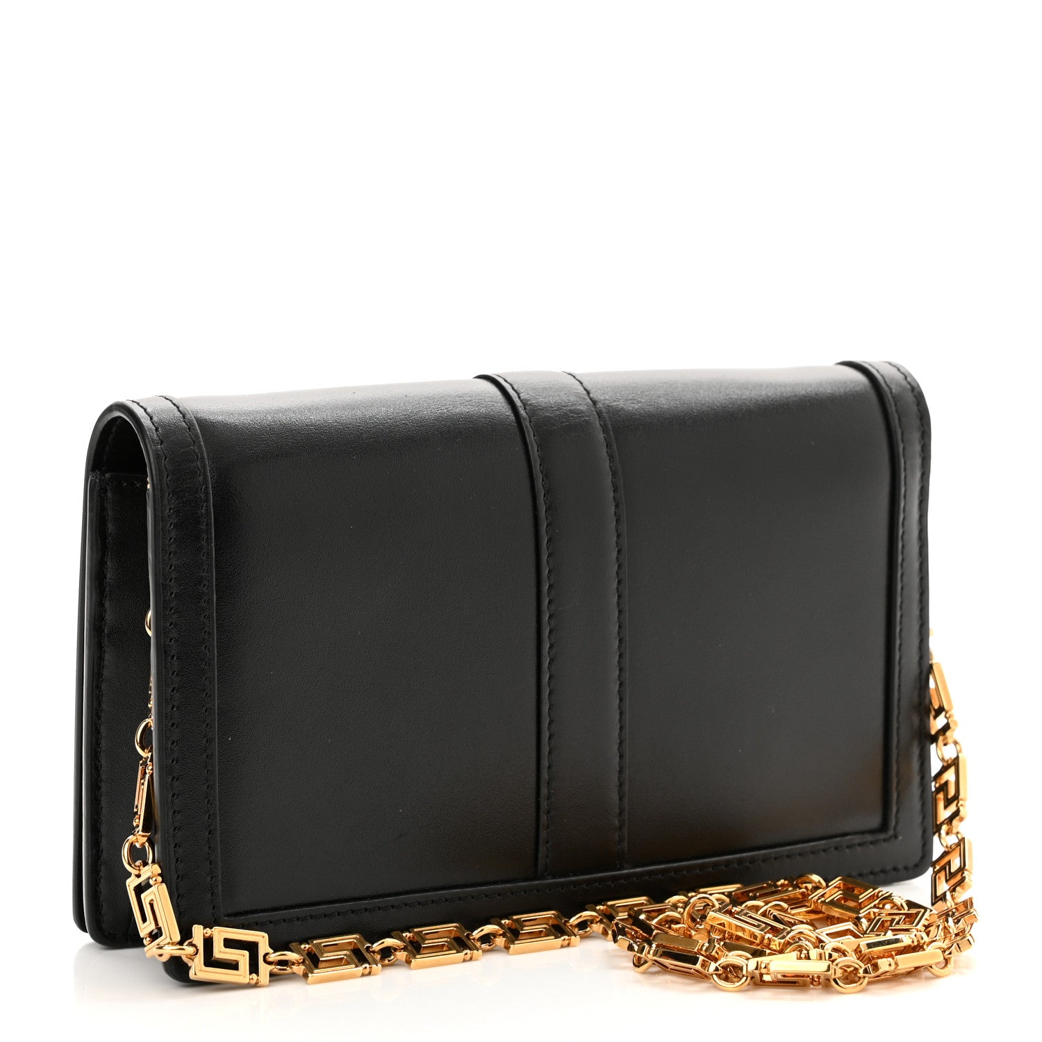 Versace Calfskin Greca Goddess Wallet On Chain Black 3 of 9