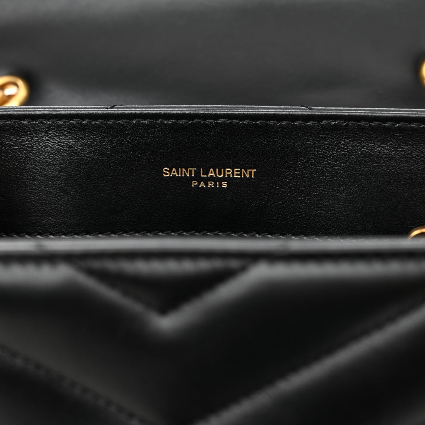 Calfskin Y Quilted Monogram Small Loulou Chain Satchel Black