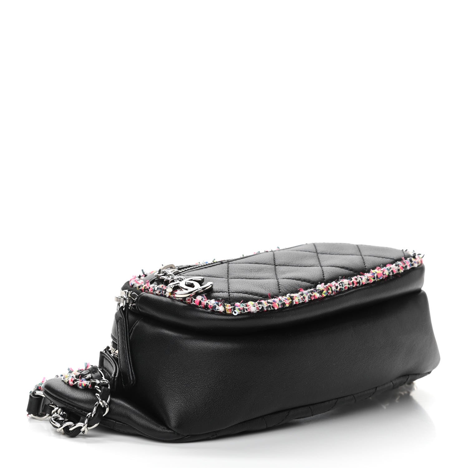 Chanel Lambskin Tweed Quilted Elegant Trim Waist Belt Bag Black 4 of 10