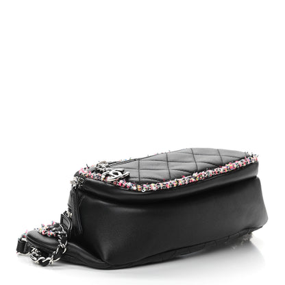 Chanel Lambskin Tweed Quilted Elegant Trim Waist Belt Bag Black 4 of 10