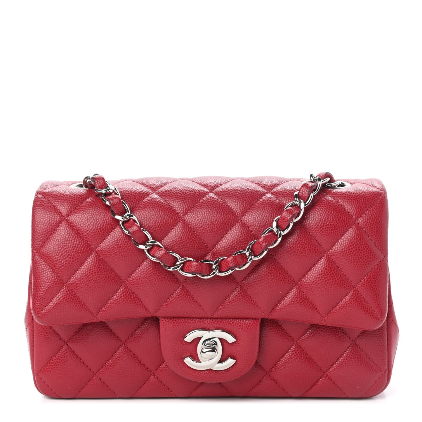 Caviar Quilted Mini Rectangular Flap Dark Pink