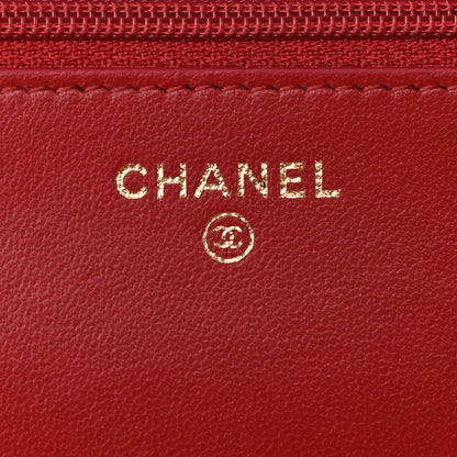 Chanel Lambskin Quilted Trendy CC Wallet On Chain WOC Red 6 of 12
