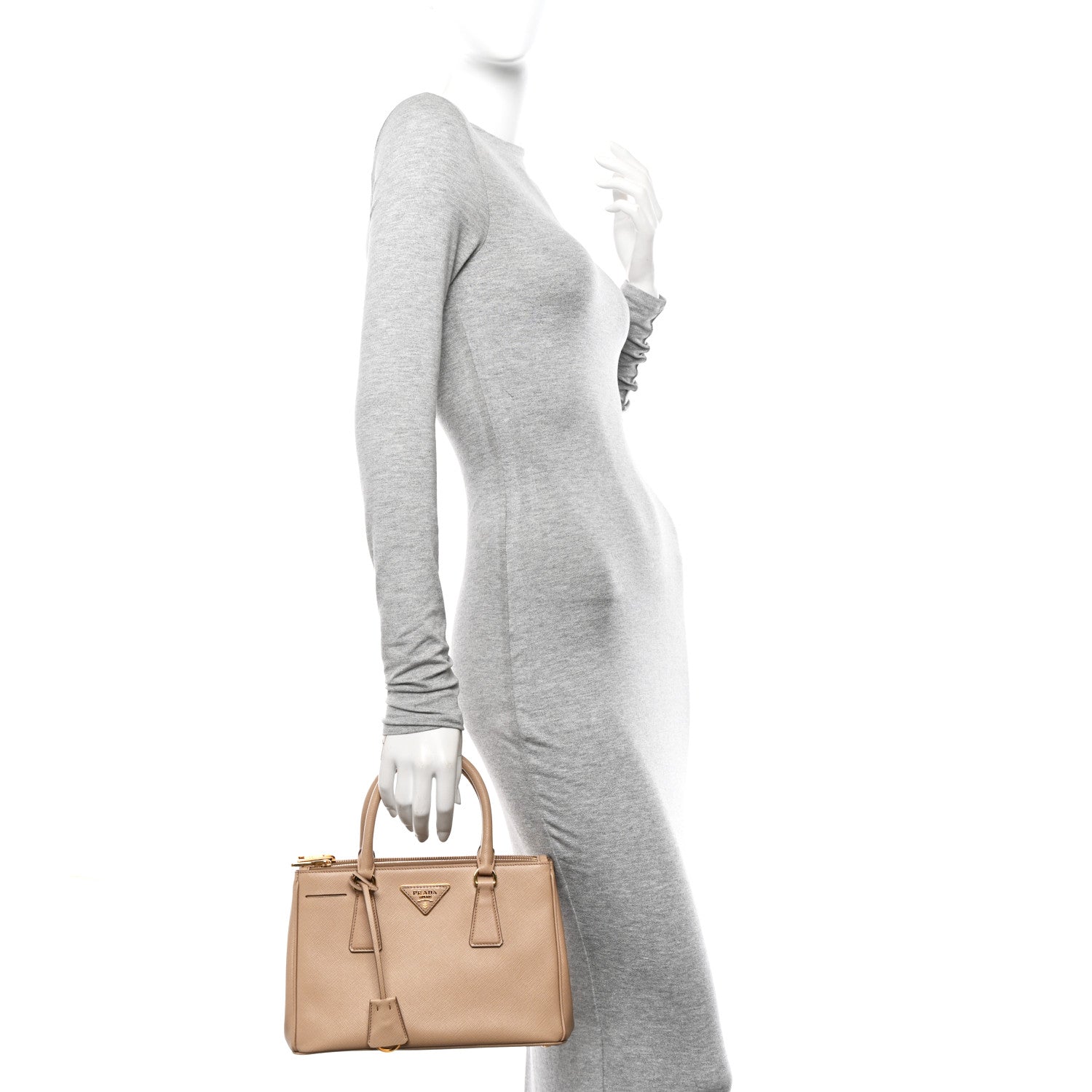 Prada Saffiano Lux Mini Galleria Double Zip Tote Sabbia 2 of 13