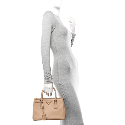 Prada Saffiano Lux Mini Galleria Double Zip Tote Sabbia 2 of 13