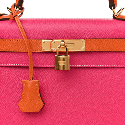 Hermes Epsom Horseshoe Kelly Sellier 28 Rose Tyrien Orange 8 of 12