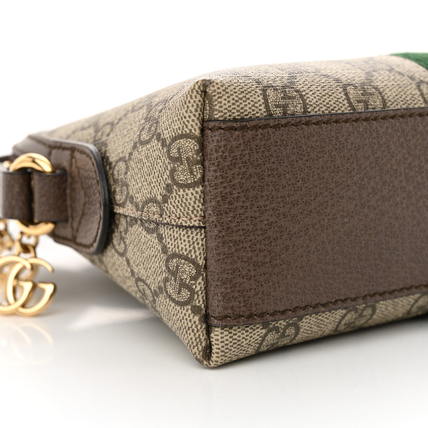 GG Supreme Monogram Textured Dollar Calfskin Web Small Ophidia Dome Shoulder Bag Beige Ebony New Acero