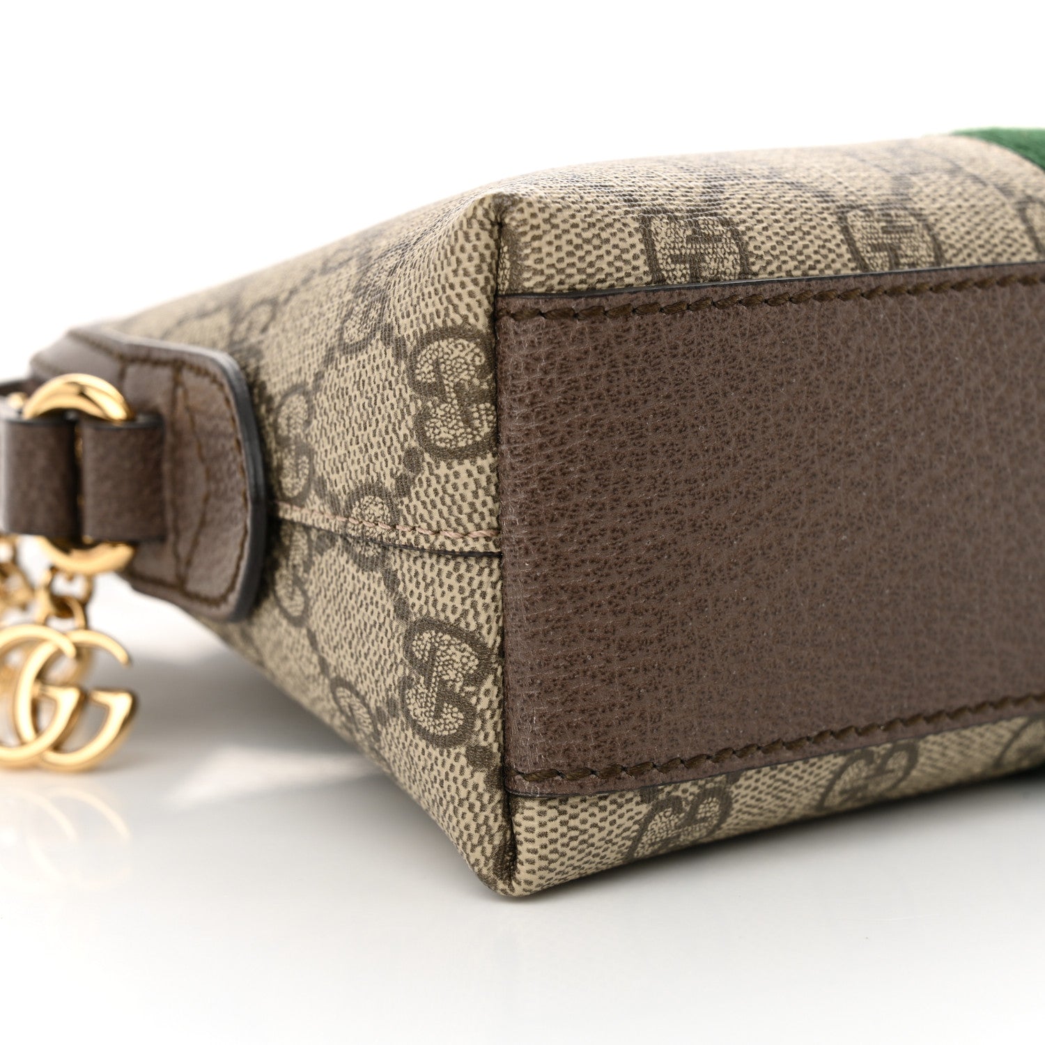 Gucci GG Supreme Monogram Textured Dollar Calfskin Web Small Ophidia Dome Shoulder Bag Beige Ebony New Acero 9 of 11