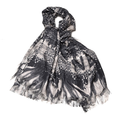 Chanel Silk CC Logo Scarf Black White 1 of 5