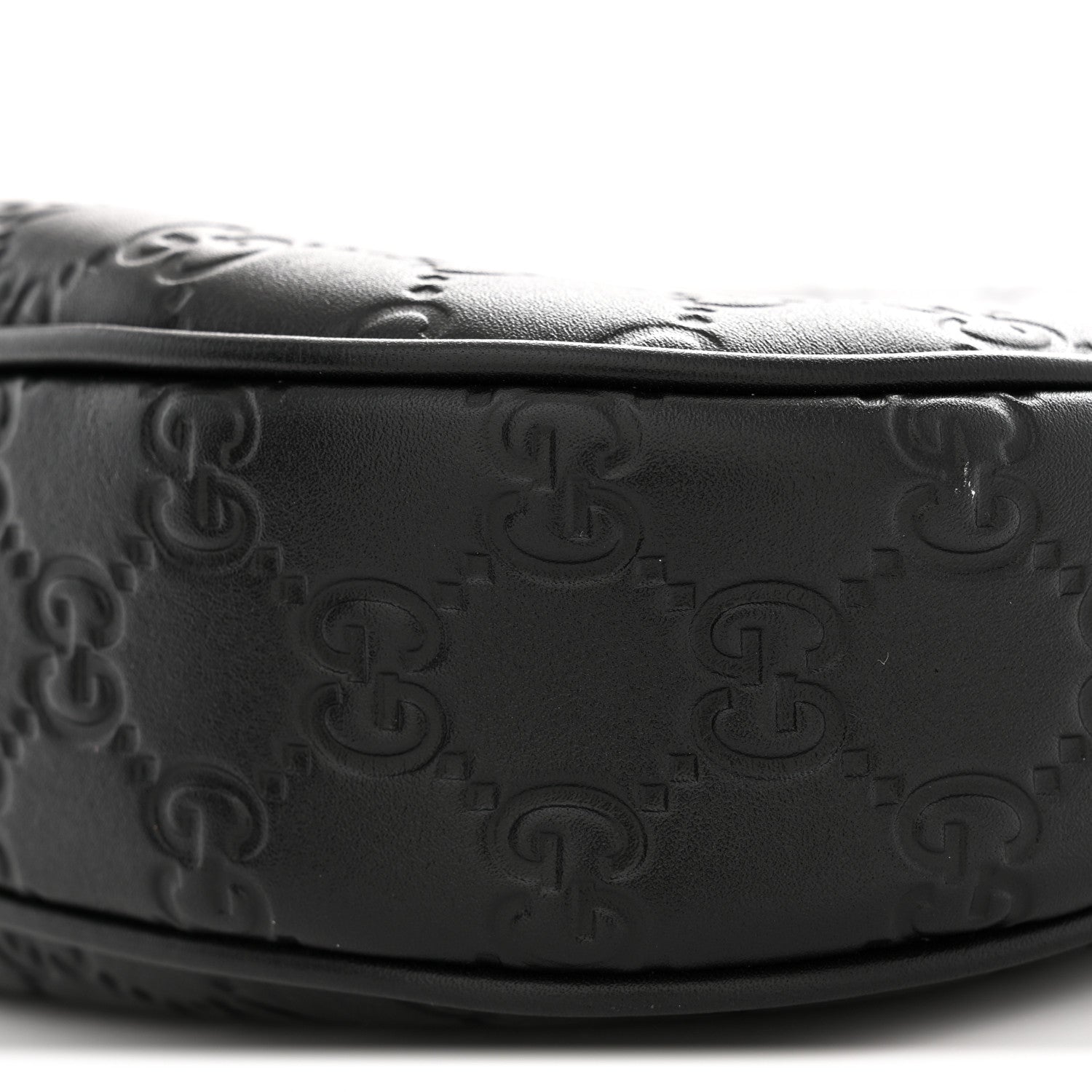 Gucci GG Grainy Calfskin Emblem Small Half Moon Shoulder Black 10 of 11