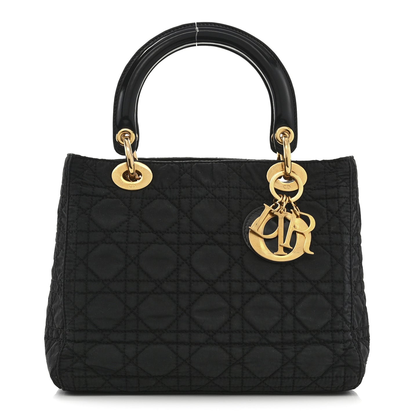 Nylon Cannage Medium Lady Dior Black