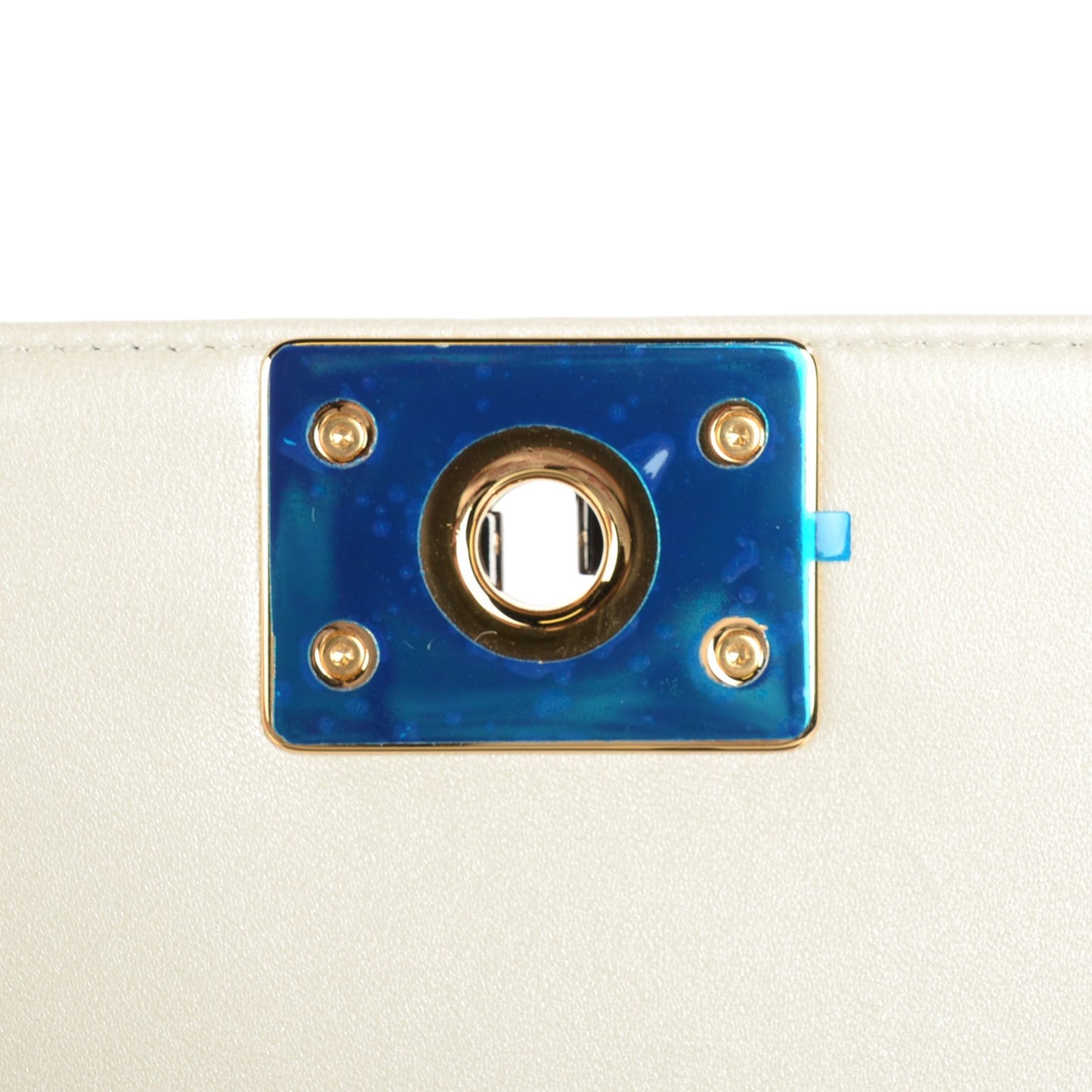 Lambskin Embossed New Medium Boy Cube Flap White
