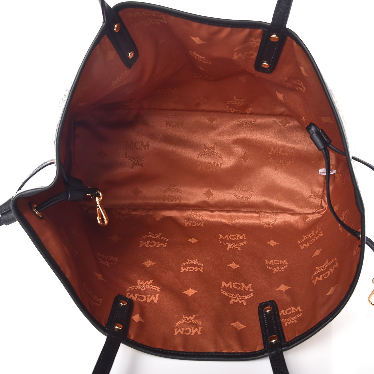 MCM Metallic Visetos Medium Shopper Tote Gold 5 of 11