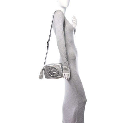 Gucci Metallic Sakai Be Green Calfskin Diagonal Stitched Small Blondie Shoulder Bag Silver 2 of 10