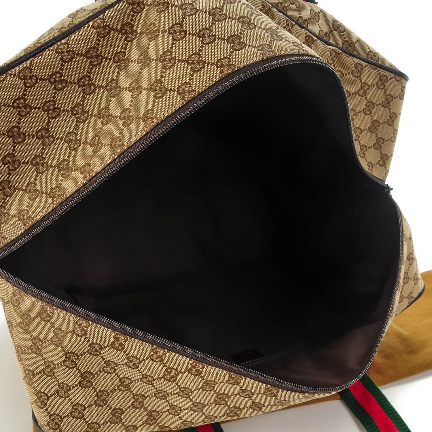 Gucci GG Monogram Web Large Collapsible Carry On Duffle Beige Brown 6 of 7