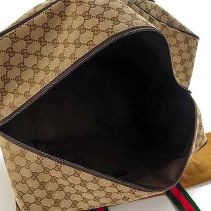 Gucci GG Monogram Web Large Collapsible Carry On Duffle Beige Brown 6 of 7