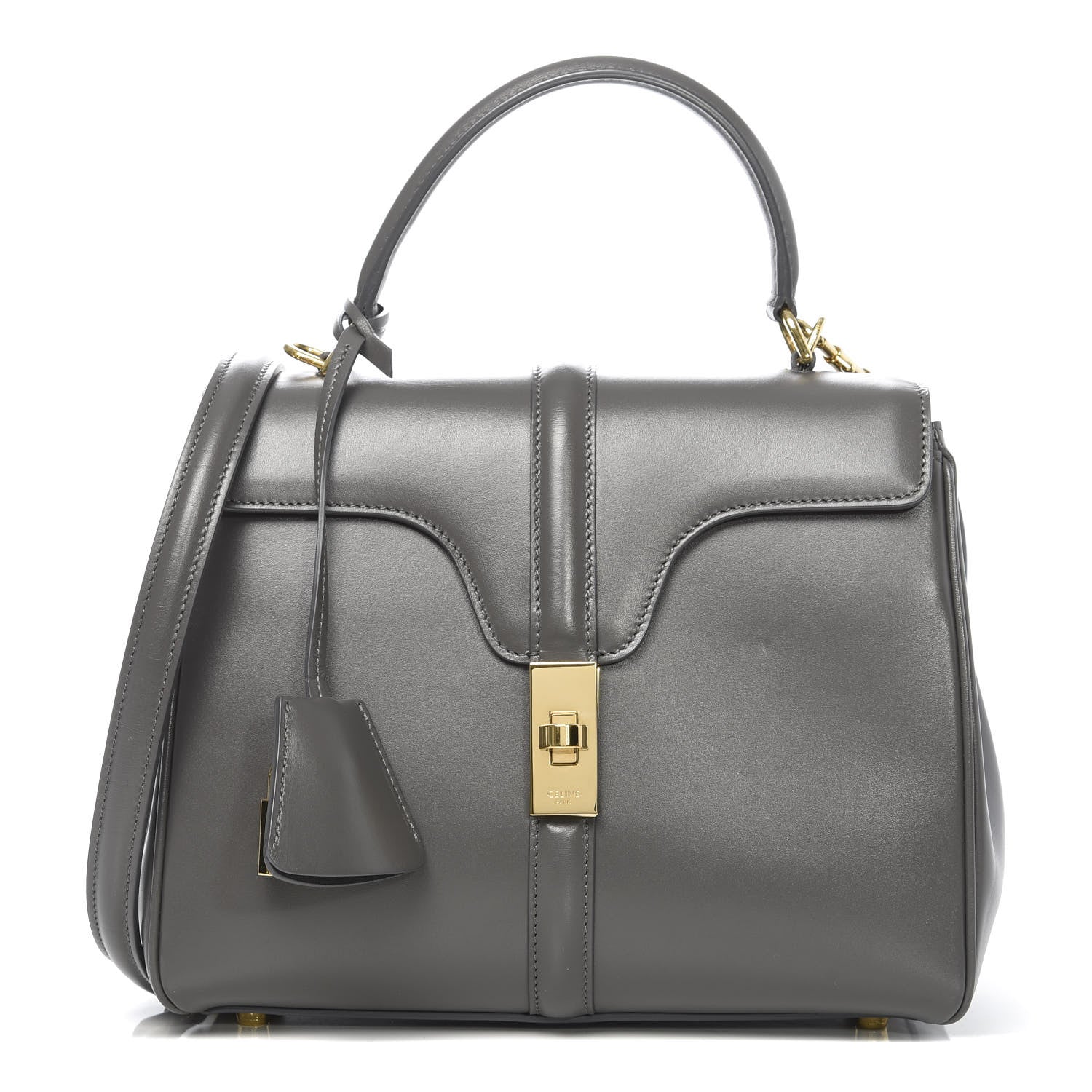 Celine Satinated Calfskin Small 16 Top Handle Bag Gray 1 of 12