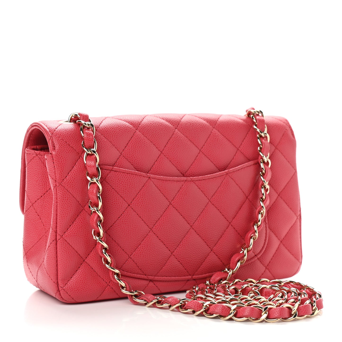 Caviar Quilted Mini Rectangular Flap Dark Pink
