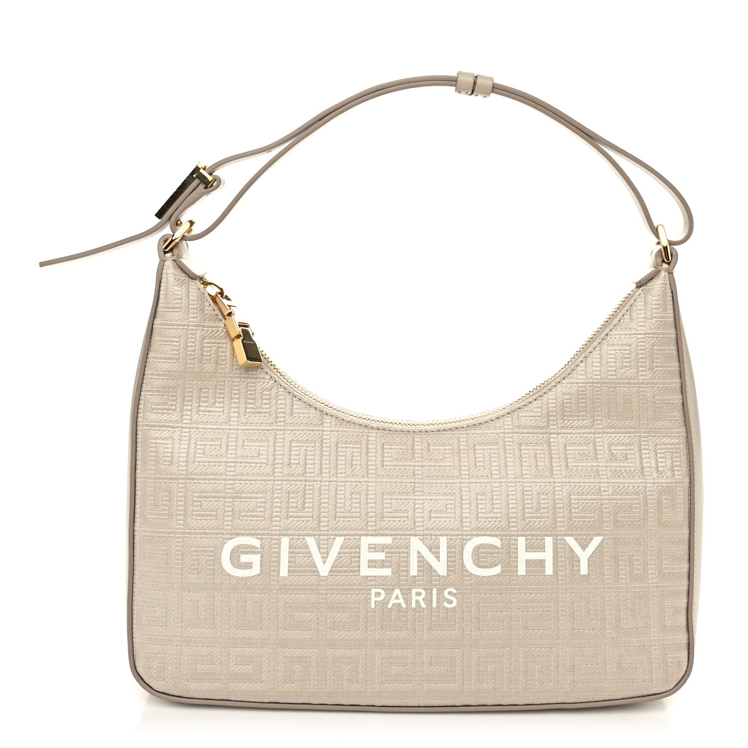 Givenchy Coated Canvas Logo 4G Embossed Small Moon Cut Out Shoulder Bag Natural Beige 1 of 10