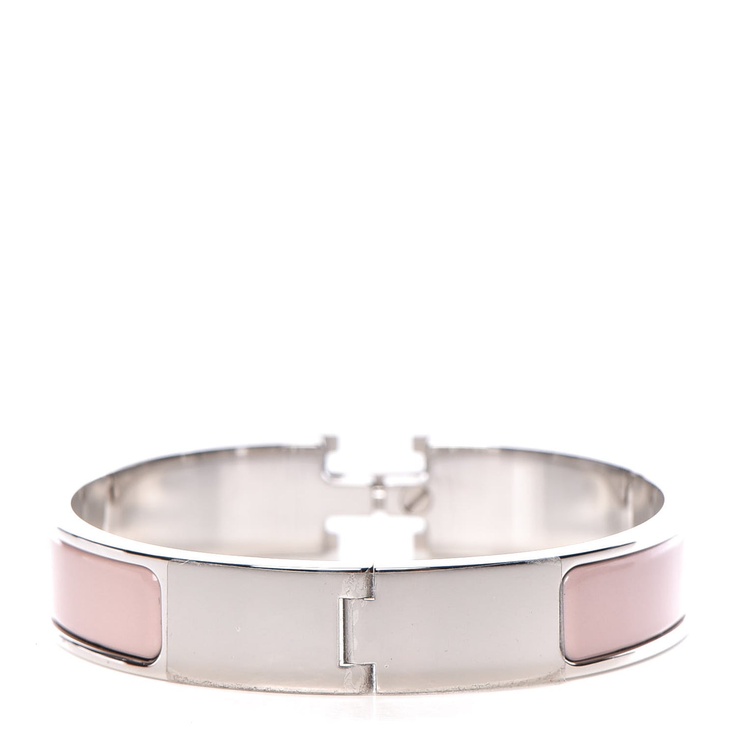 Enamel Narrow Clic Clac H Bracelet PM Rose Poudre
