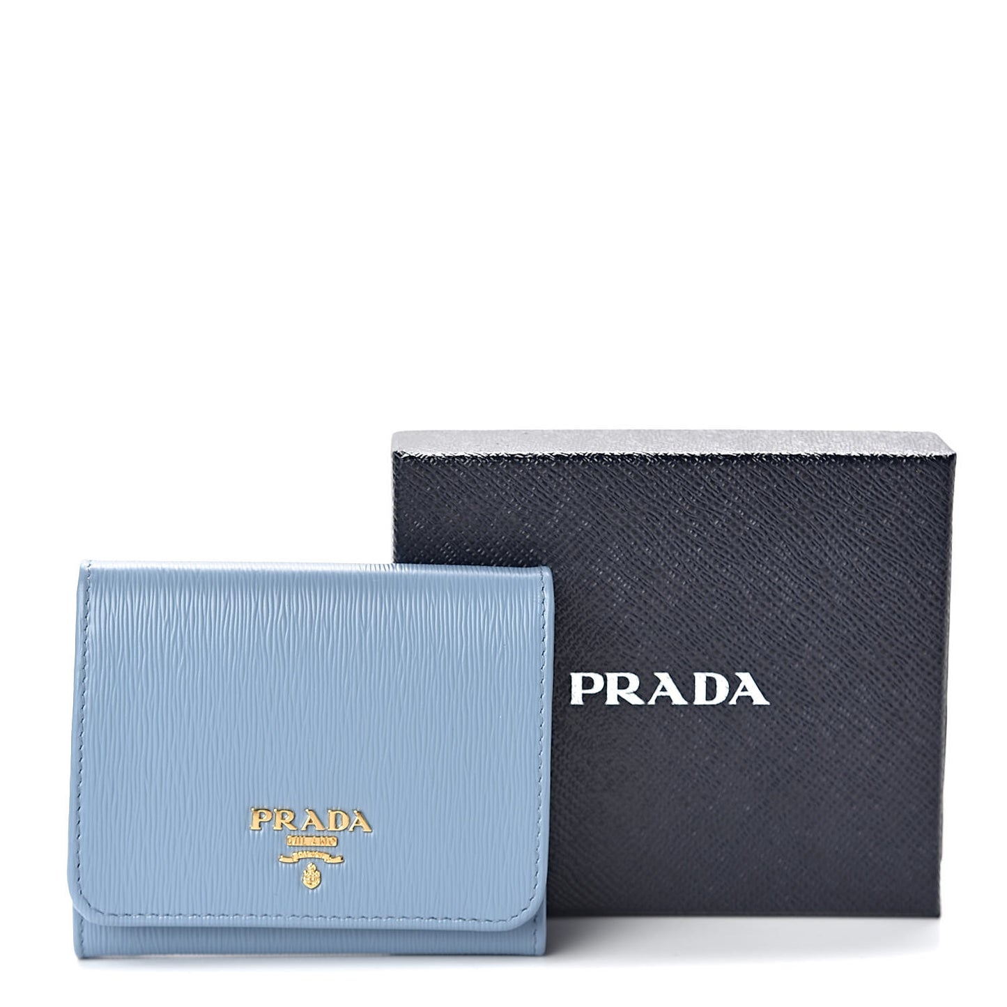 Vitello Move Bi-Color Tri-Fold Compact Wallet Astrale Bluette