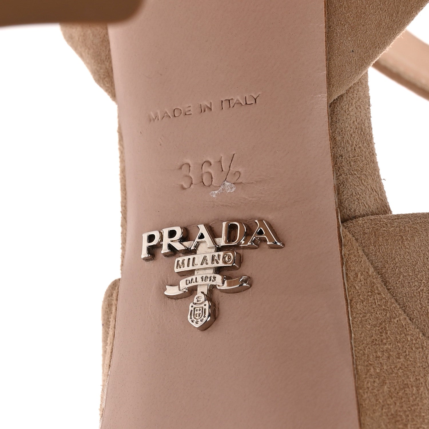 Prada Suede Crisscross Platform 30/105mm Sandals 36.5 Taupe 6 of 12