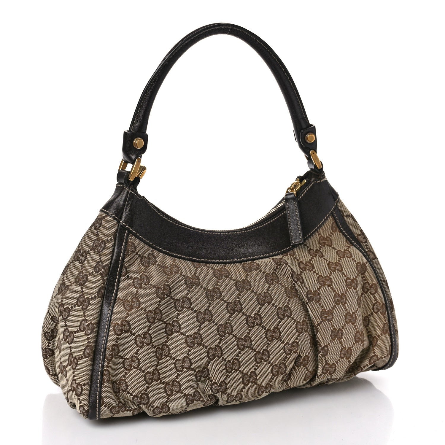 Gucci Monogram Medium D Gold Ring Hobo Dark Brown 3 of 13