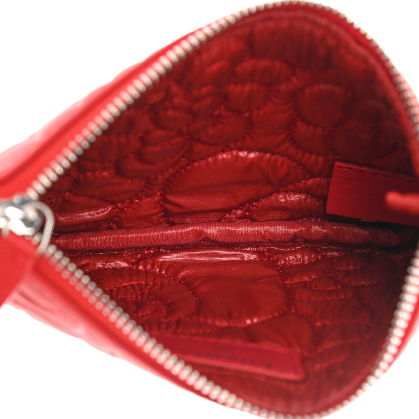 Goatskin Camellia Embossed Cosmetic Pouch Red