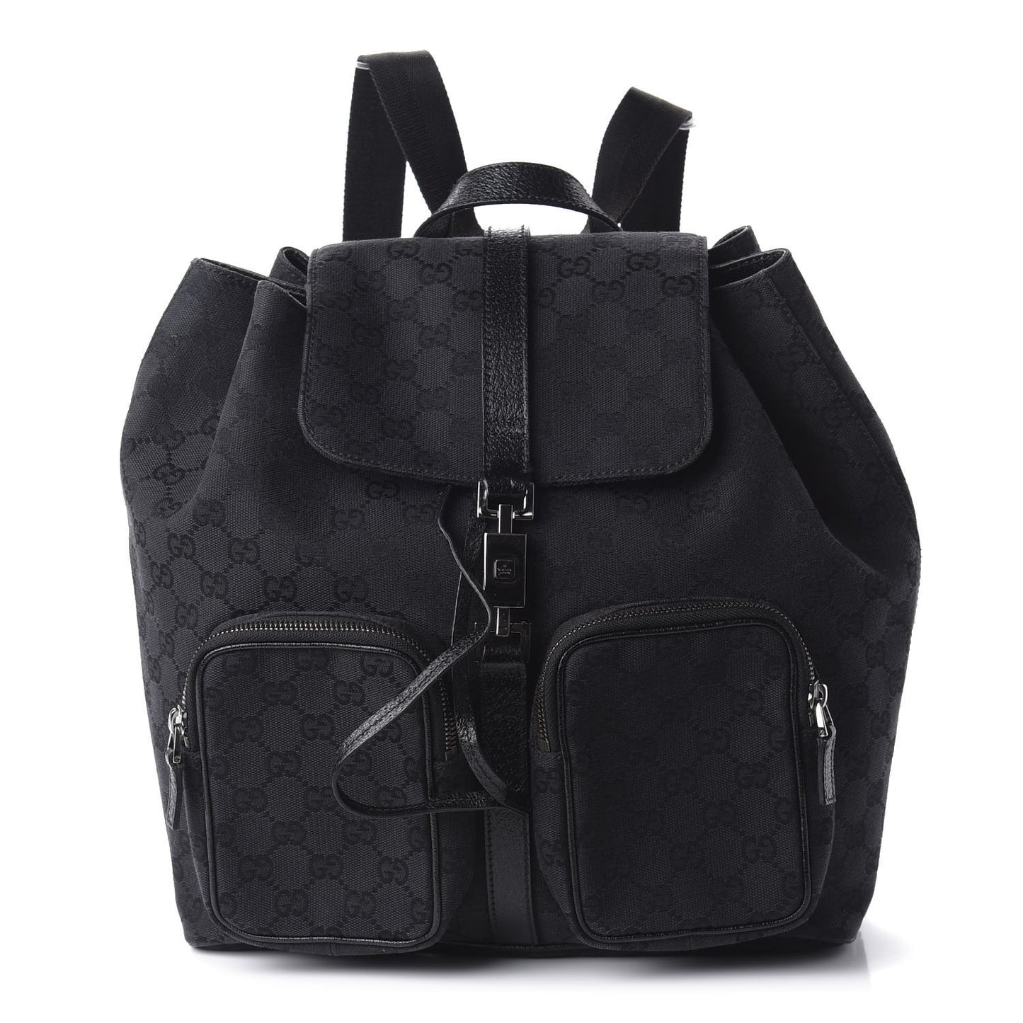 GG Monogram Single Buckle Backpack Black