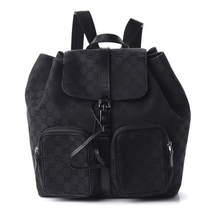 Gucci GG Monogram Single Buckle Backpack Black 1 of 9
