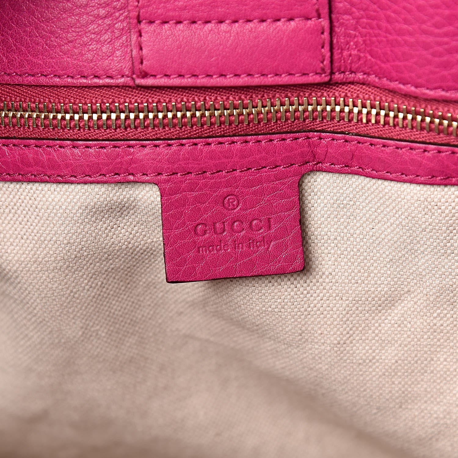 Gucci Pebbled Calfskin Large Bamboo Shopper Tote Bright Bougainvillea 6 of 14