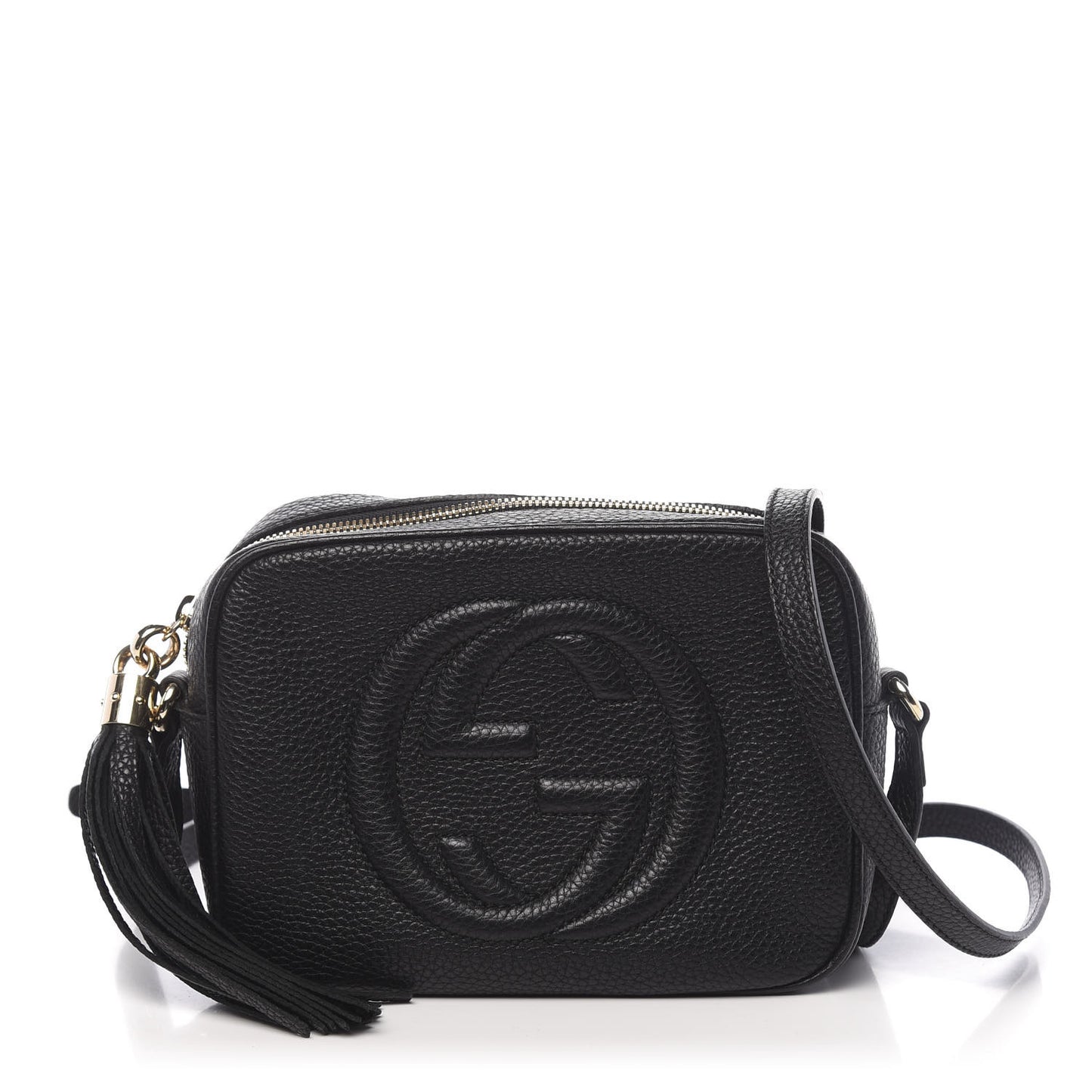 Pebbled Calfskin Small Soho Disco Bag Black