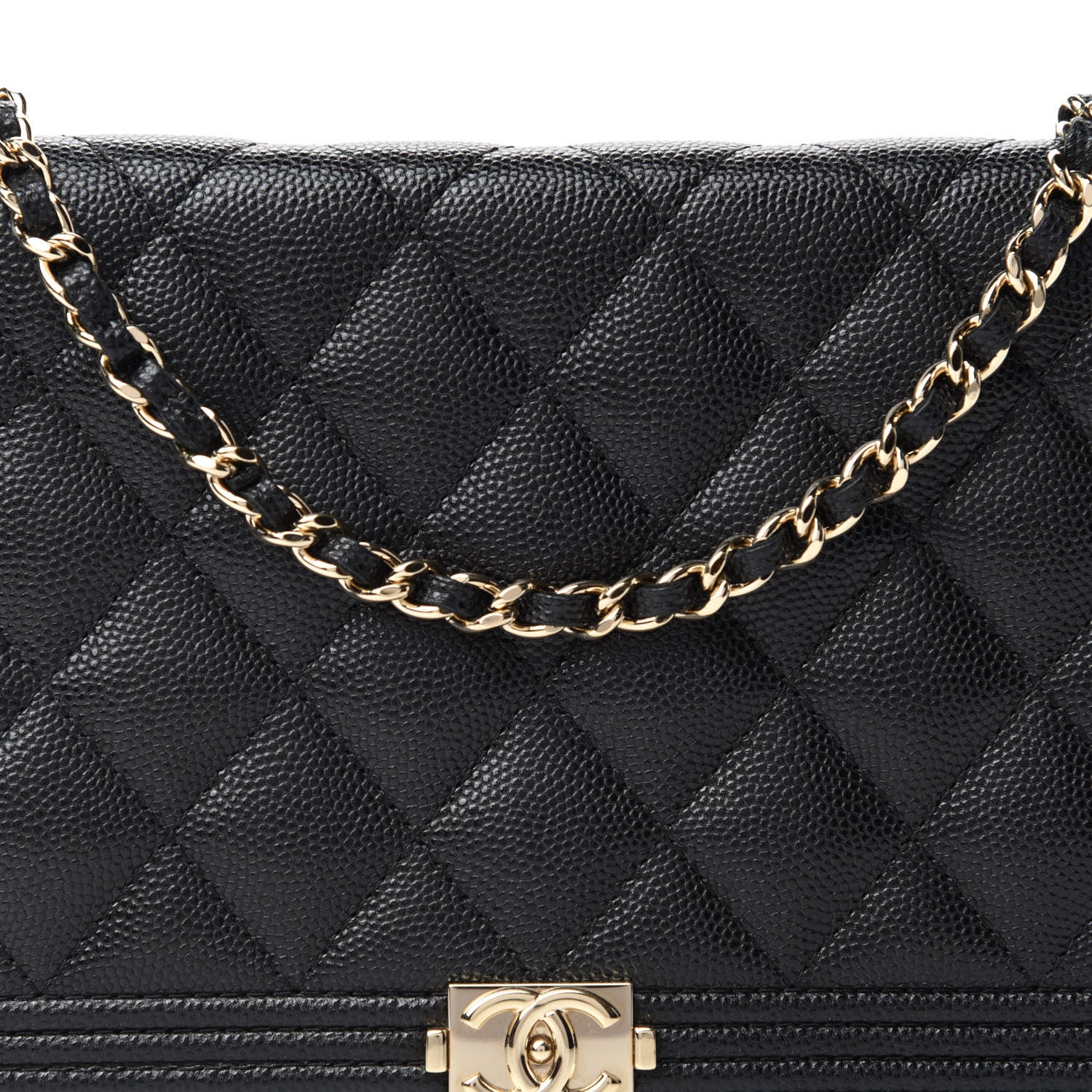 Chanel Caviar Quilted Boy Wallet On Chain WOC Black 12 of 12