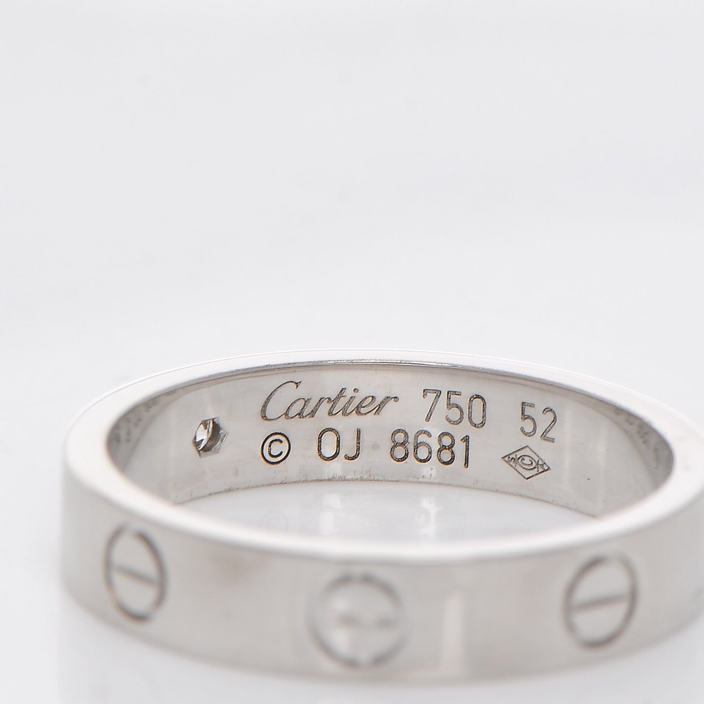 18K White Gold Diamond 4mm LOVE Wedding Band Ring 52 6
